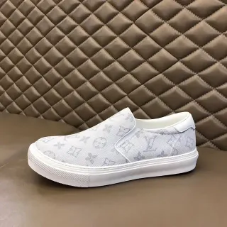 Louis Vuitton LV Trainer Beige White Slip-On Monogram Jacquard Canvas Zapatillas Lifestyle