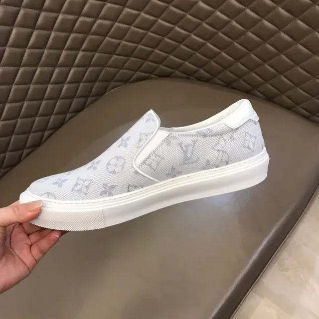Louis Vuitton LV Trainer Beige White Slip-On Monogram Jacquard Canvas Lifestyle Sneakers 2