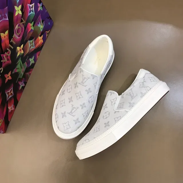 Louis Vuitton LV Trainer Beige White Slip-On Monogram Jacquard Canvas Lifestyle Sneakers 8