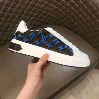 Louis Vuitton LV Trainer Sneakers Lifestyle Negro Azul Monogramado Lona Plataforma