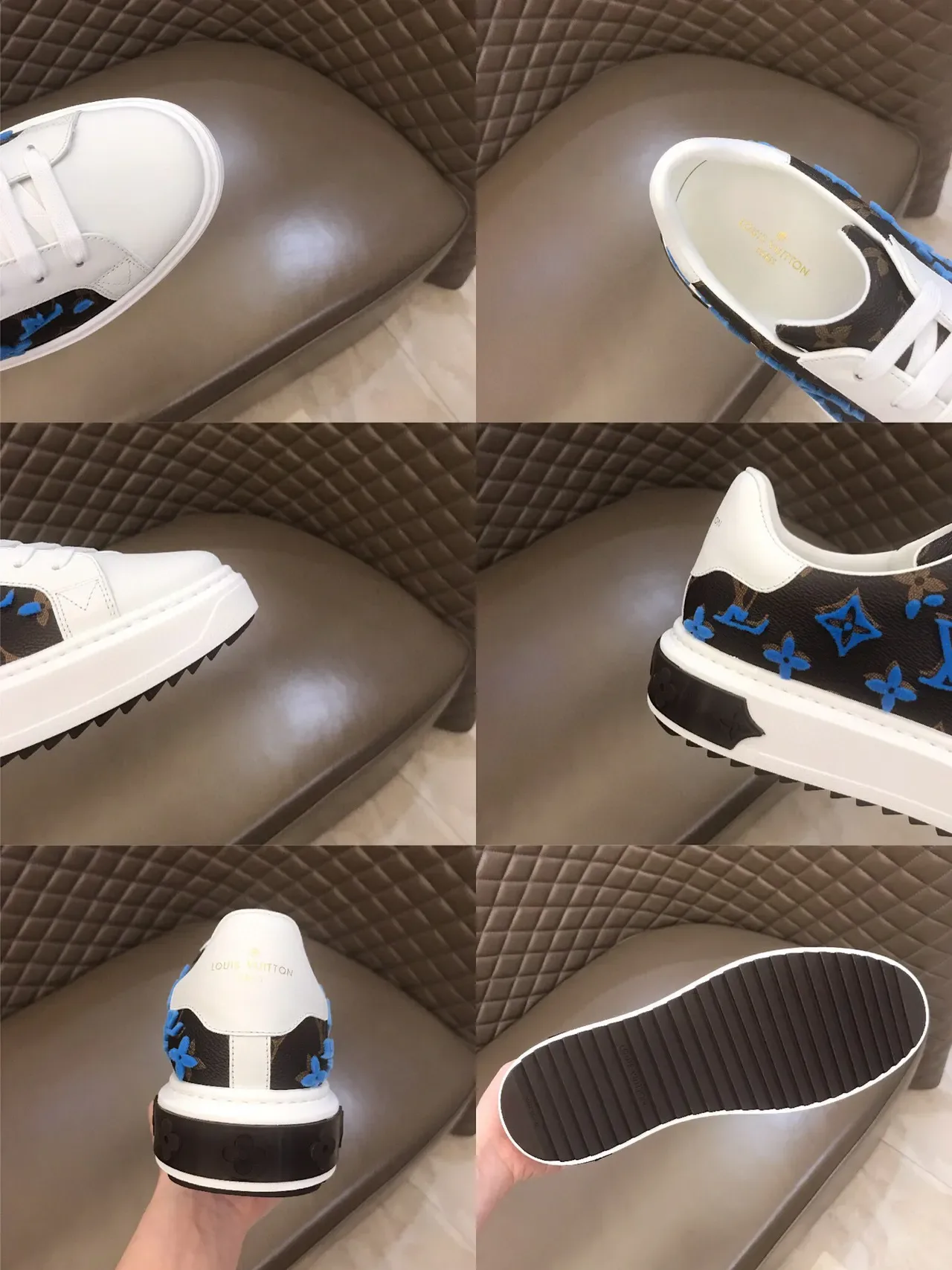 Louis Vuitton LV Trainer Black Blue Monogrammed Canvas Platform Sole Lifestyle Sneakers 2