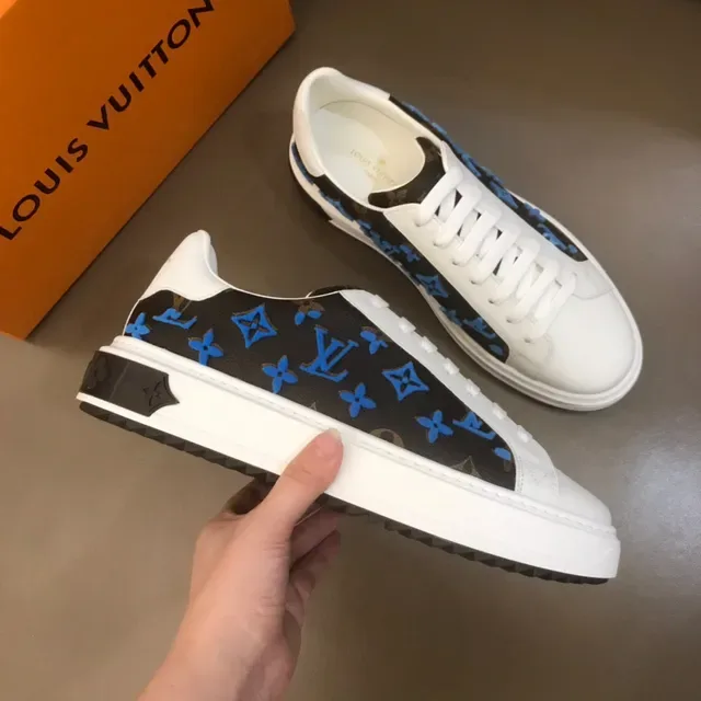 Louis Vuitton LV Trainer Black Blue Monogrammed Canvas Platform Sole Lifestyle Sneakers 4