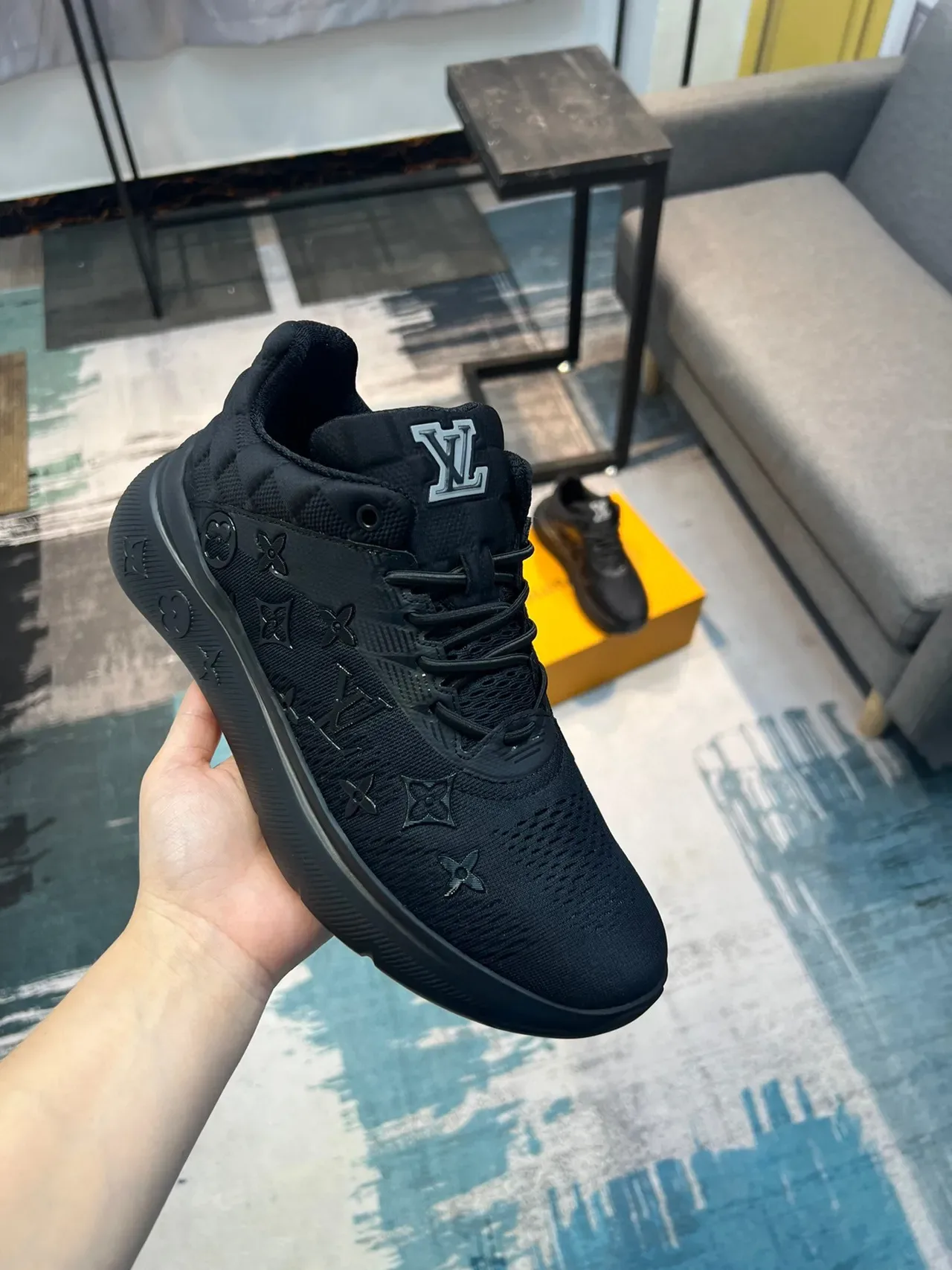 路易威登 LV Trainer 黑色 印花针织鞋面 绗缝鞋跟支撑 生活方式运动鞋 6