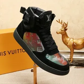 Louis Vuitton LV Trainer 黑色多色 高帮 麂皮鞋面 生活方式运动鞋