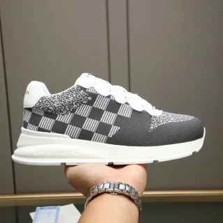 Louis Vuitton LV Trainer Negro Blanco Cuadriculado Tejido Superior Suela Media Esculpida Lifestyle Sneakers