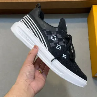 Louis Vuitton LV Trainer Negro Blanco Superior Tejido Damier Check Panel Lifestyle Sneakers