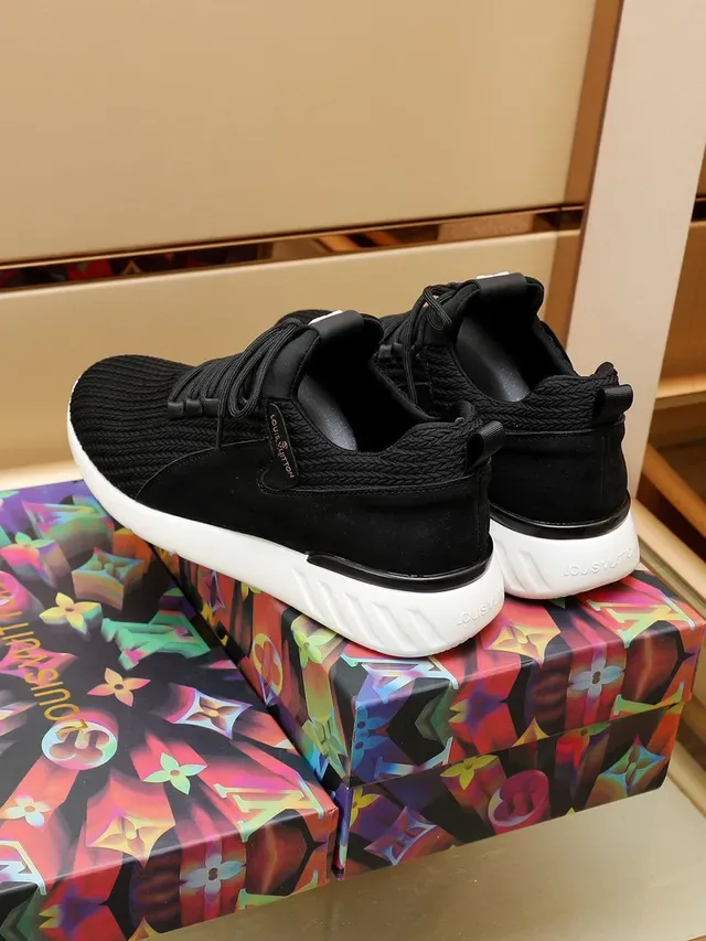 Louis Vuitton LV Trainer Preto Branco Tricô Superior Monograma Lifestyle Sneakers 6