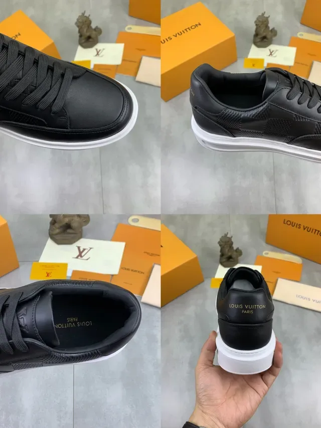 Louis Vuitton LV Trainer Pretas e Brancas Low-Top Couro e Painel Texturizado Superior Lifestyle Sneakers 2
