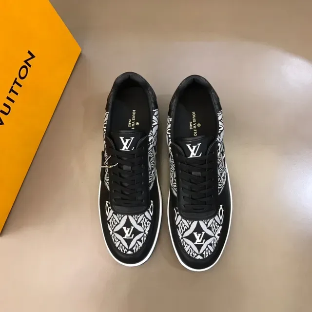 Louis Vuitton LV Trainer Negro Blanco Monogram-Print Textil Cuero liso Sneakers lifestyle 7