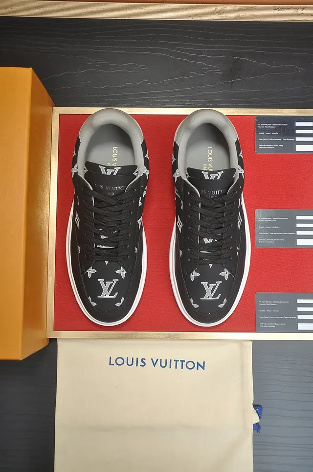 Louis Vuitton LV Trainer Noir Blanc Monogram Imprimé Sola Plataforma Lifestyle Sneakers 5