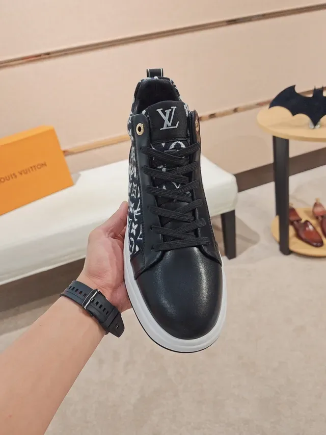 Louis Vuitton LV Trainer Navy White High-Top Monogram Canvas Lifestyle Sneakers 5