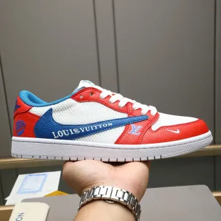 Louis Vuitton LV Trainer Tênis Lifestyle Vermelho e Azul Low-Top Couro-Mesh Híbrido