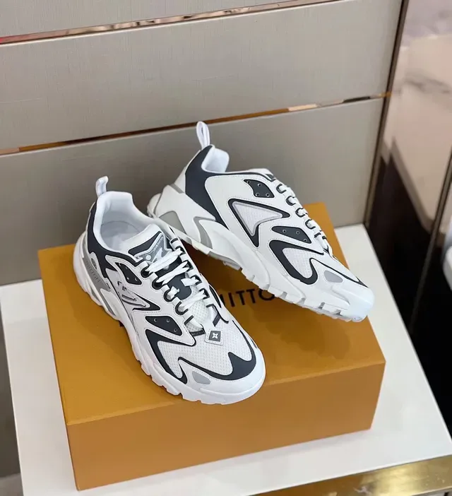 Louis Vuitton LV Trainer White Black Sole Flame-Inspired Graphic Overlays Chunky Sneakers 3