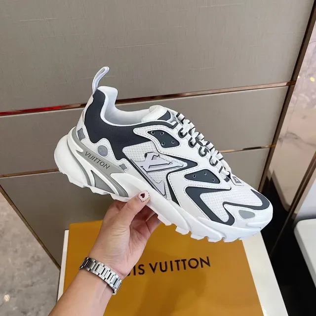 Louis Vuitton LV Trainer White Black Sole Flame-Inspired Graphic Overlays Chunky Sneakers 5