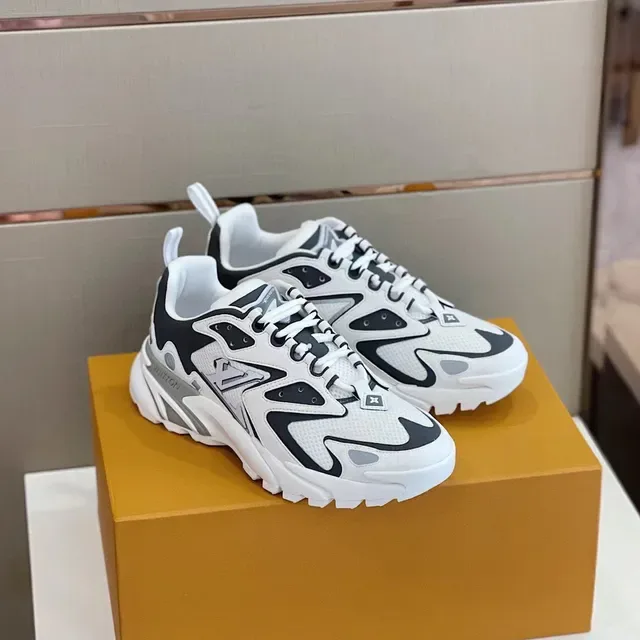Louis Vuitton LV Trainer White Black Sole Flame-Inspired Graphic Overlays Chunky Sneakers 7