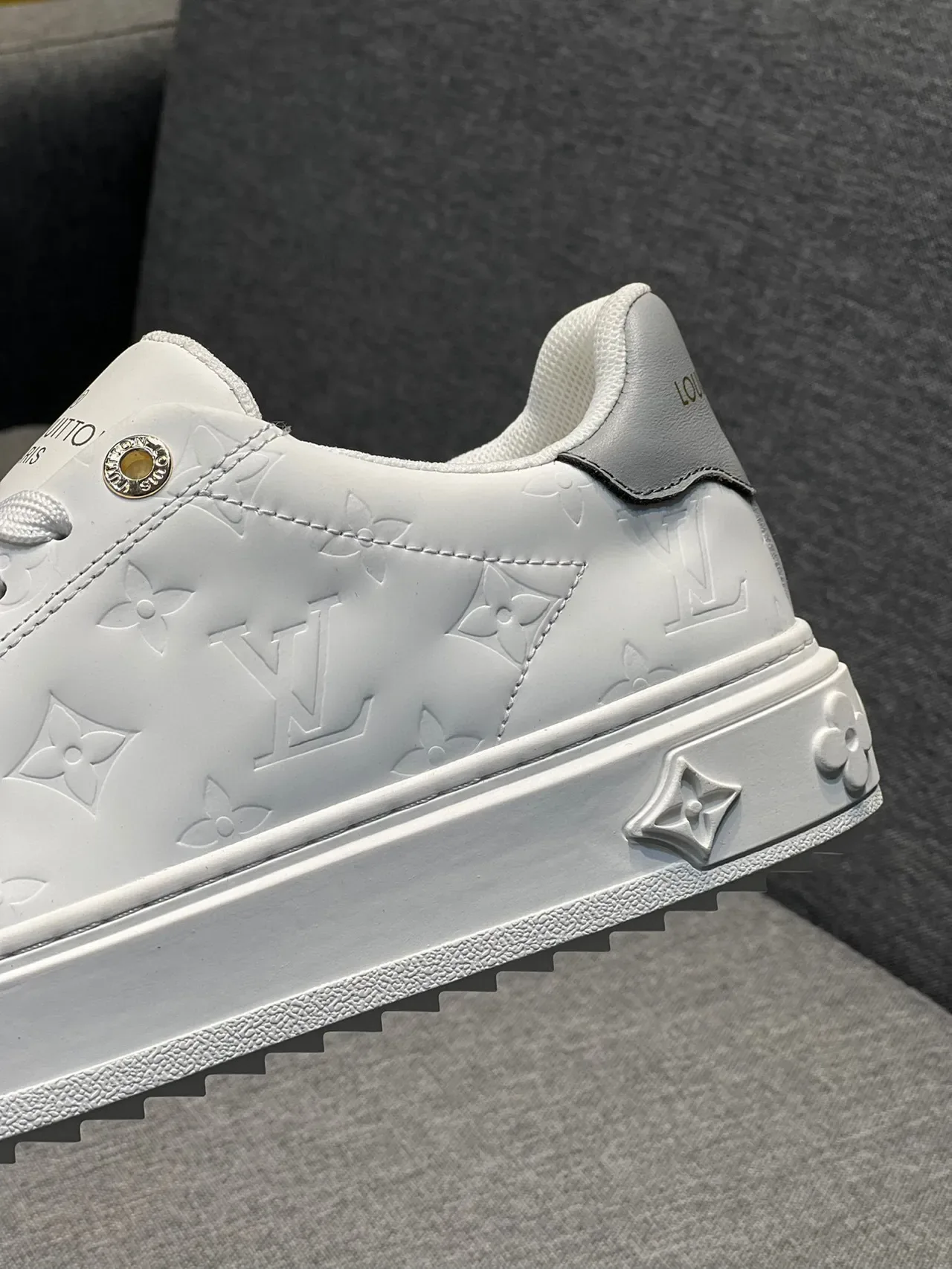 Louis Vuitton LV Trainer White Embossed Monogram Platform Sole Lifestyle Sneakers 9