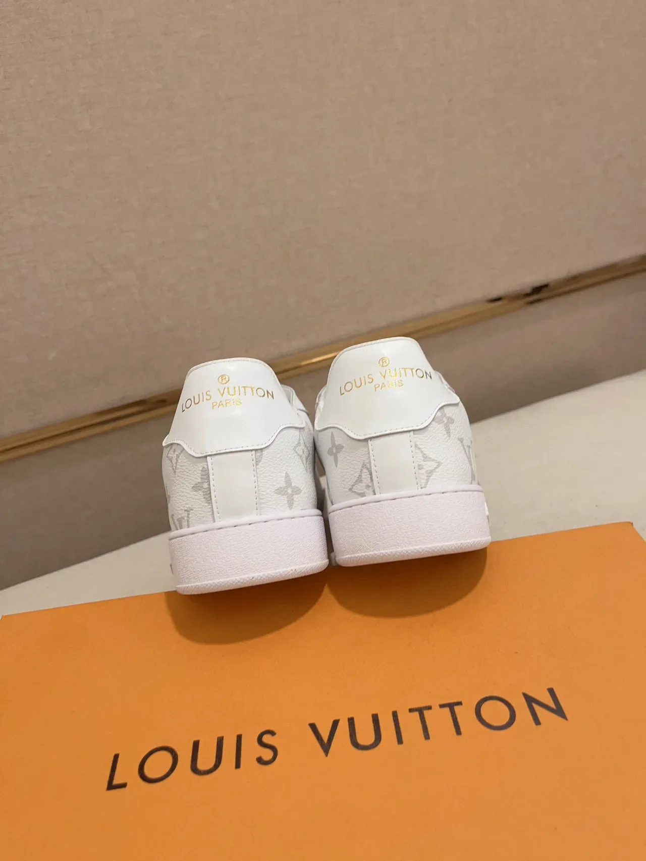 Louis Vuitton LV Trainer White Gray Monogram-Printed Textured Toe Cap Lifestyle Sneakers 3