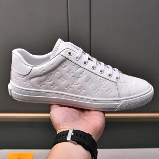 Louis Vuitton LV Trainer Brancos Monogram-Embossed Couro Low-Top Lifestyle Sneakers