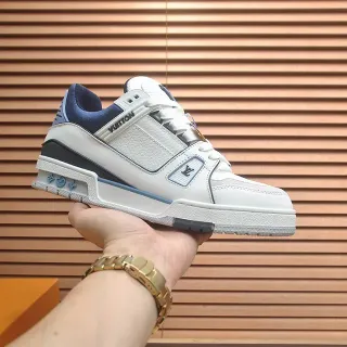 Louis Vuitton LV Trainer Sneakers Lifestyle Blancos Navy Estructurados Suela Media Layered Cuero y Textil