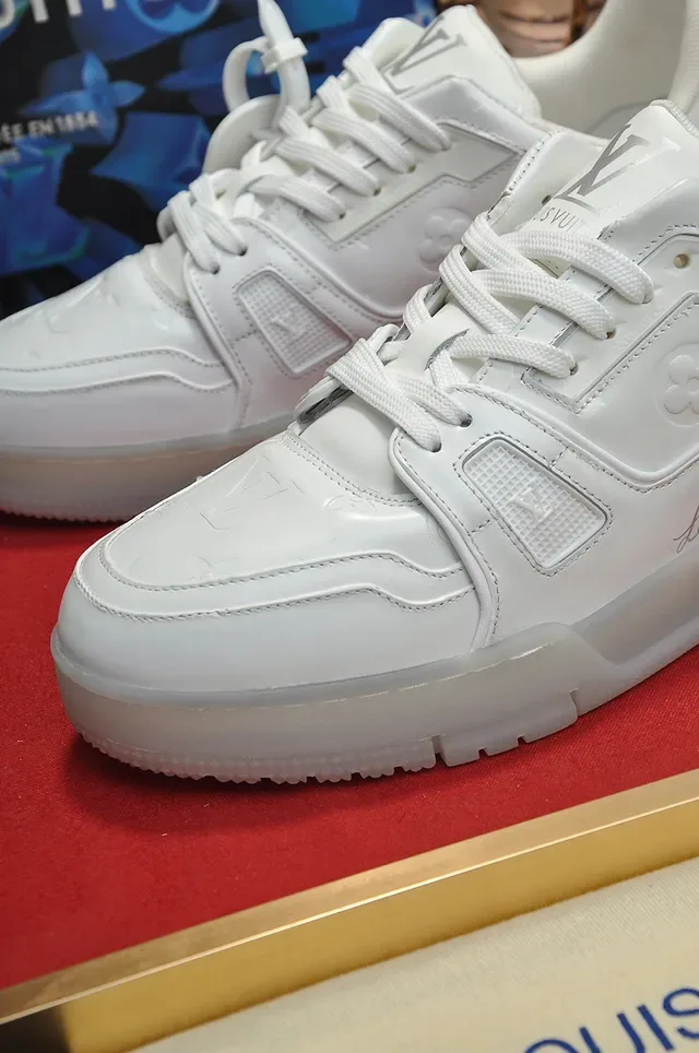 Louis Vuitton LV Trainer White Transparent Monogram-Embossed Leather Translucent Sole Unit Lifestyle Sneakers 3