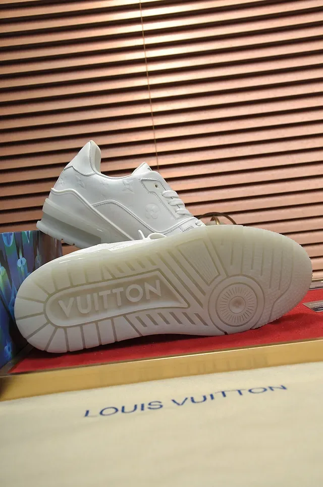 Louis Vuitton LV Trainer White Transparent Monogram-Embossed Leather Translucent Sole Unit Lifestyle Sneakers 4