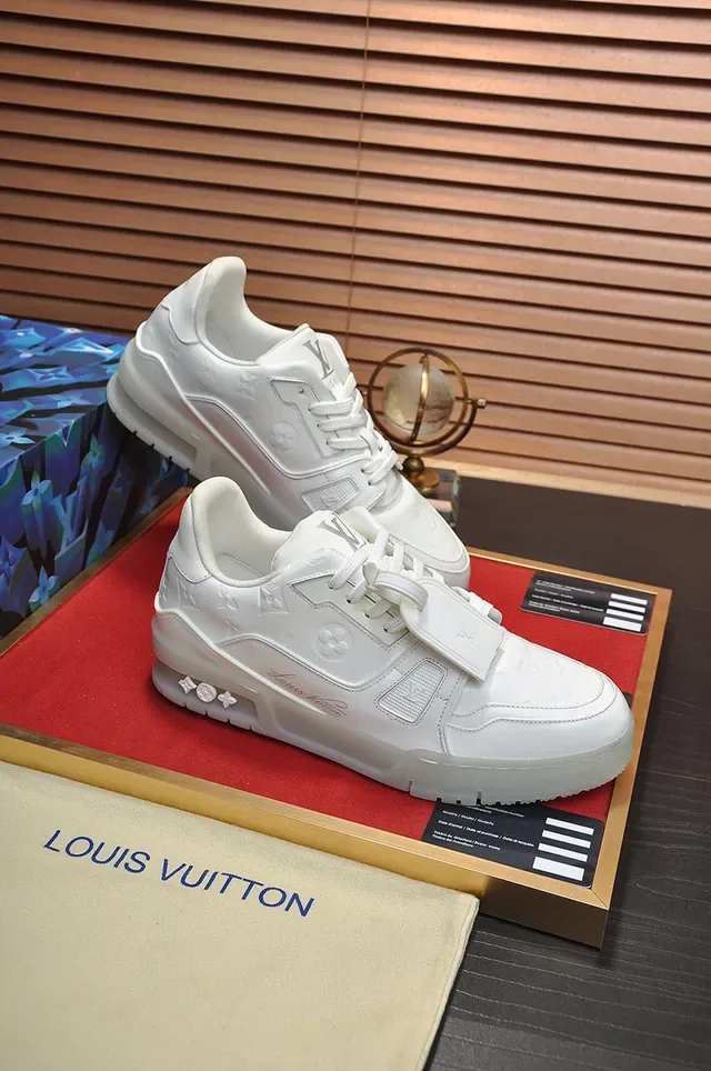Louis Vuitton LV Trainer White Transparent Monogram-Embossed Leather Translucent Sole Unit Lifestyle Sneakers 5