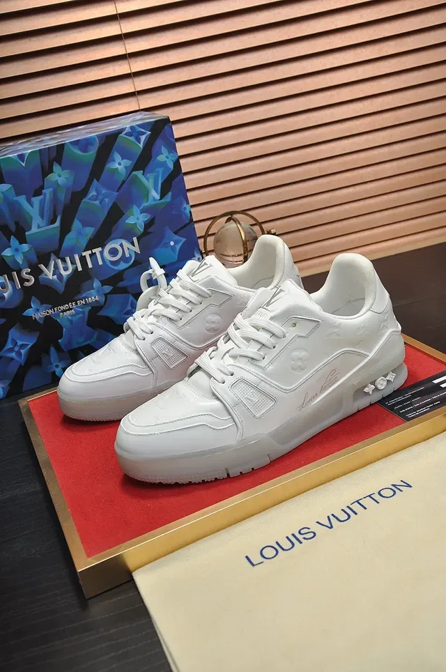 Louis Vuitton LV Trainer White Transparent Monogram-Embossed Leather Translucent Sole Unit Lifestyle Sneakers 7