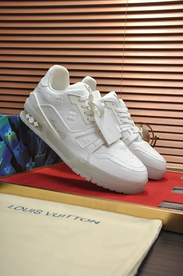 Louis Vuitton LV Trainer White Transparent Monogram-Embossed Leather Translucent Sole Unit Lifestyle Sneakers 8