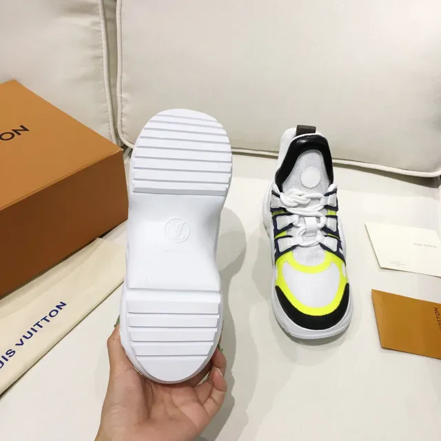 Louis Vuitton LV Trainer Chaussures Chunky Blanches Jaunes Midsole Sculpté Ondulant Maille Et Cage Synthétique Superposition 3