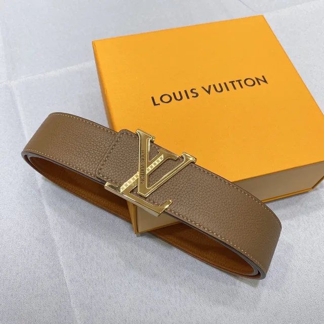 Louis Vuitton LV मरोड़दार पट्टी भूरा कुंदा त्वचा स्वर्णिम बकल त्वचा पट्टी 3