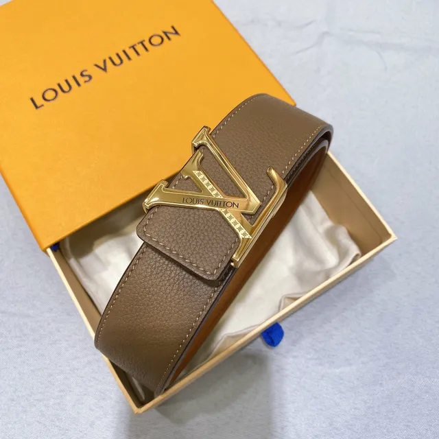 Louis Vuitton LV मरोड़दार पट्टी भूरा कुंदा त्वचा स्वर्णिम बकल त्वचा पट्टी 4