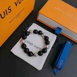 Louis Vuitton Monogram Beads Bracelet سوار أسود وفضي