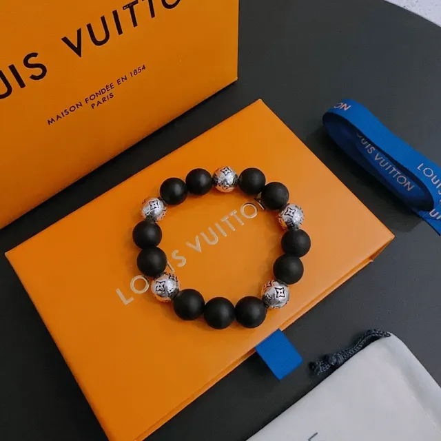 Louis Vuitton Monogram Beads Bracelet bracelets noirs et argentés 3
