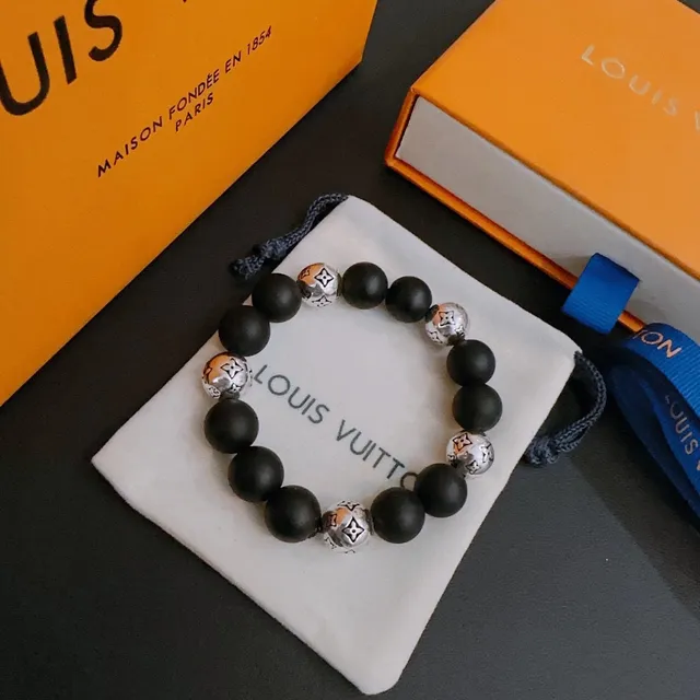 Louis Vuitton Monogram Beads Bracelet bracelets noirs et argentés 5