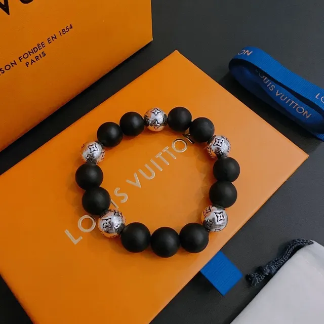 Louis Vuitton Monogram Beads Bracelet bracelets noirs et argentés 6