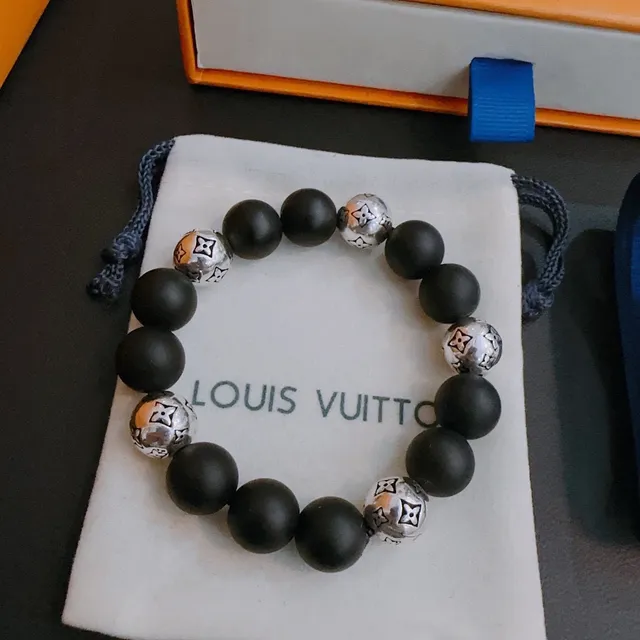 Louis Vuitton Monogram Beads Bracelet bracelets noirs et argentés 8