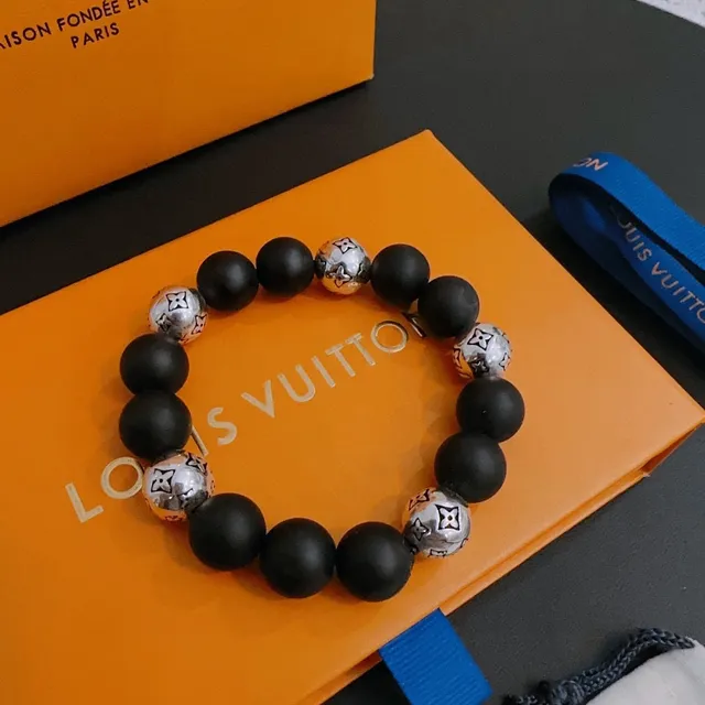 Louis Vuitton Monogram Beads Bracelet bracelets noirs et argentés 9