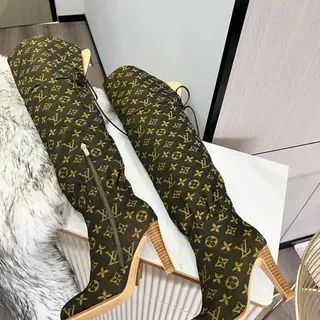 Louis Vuitton Monogram Canvas Lace-Up Knee Boots