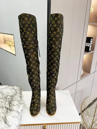 Louis Vuitton Monogram Canvas Lace-Up Knee Boots 2