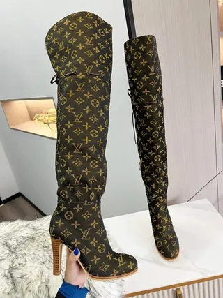 Louis Vuitton Monogram Canvas Lace-Up Knee Boots 3