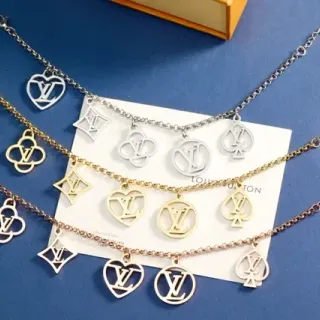Louis Vuitton Pulsera con Encanto Monograma Cadena de Eslabones Plata y Oro