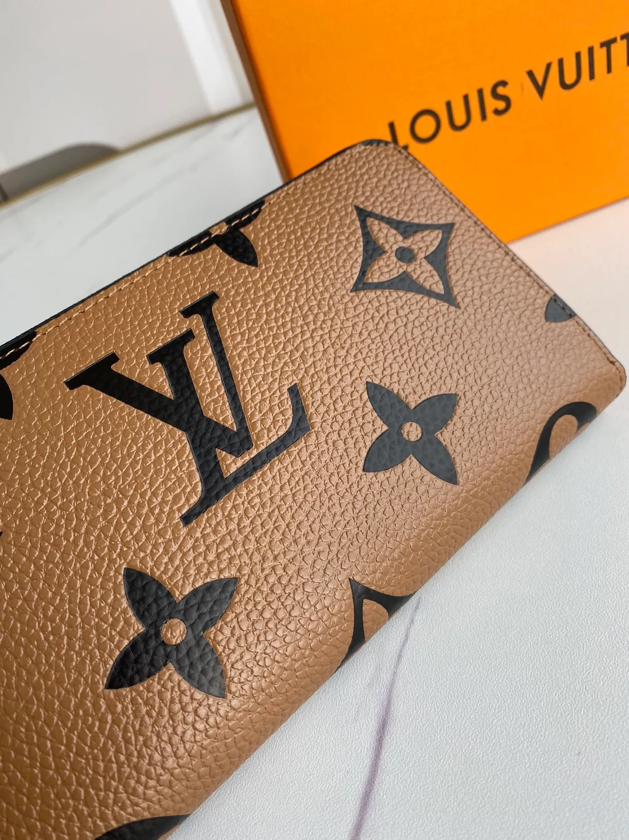 Louis Vuitton Monogram Empreinte Tan and Black Long Wallet 5