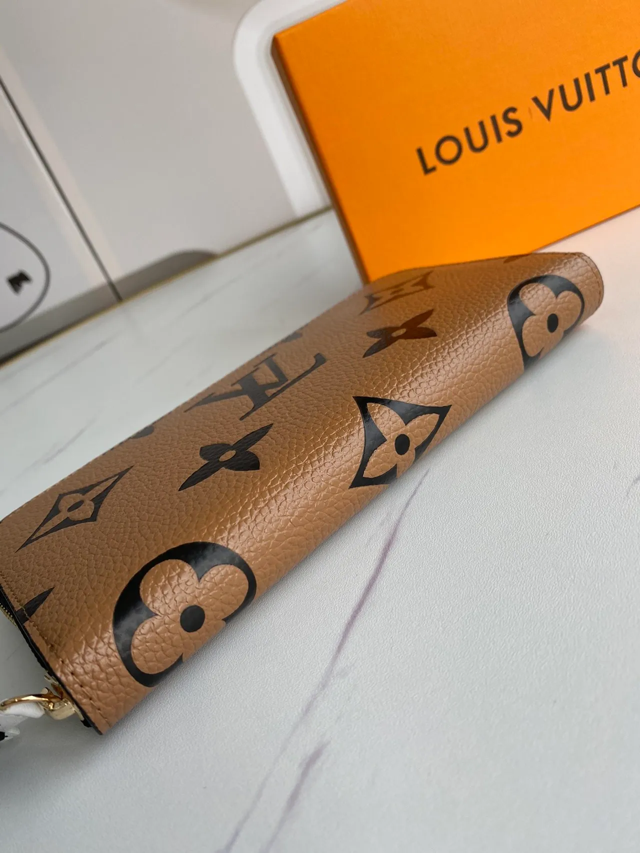 Louis Vuitton Monogram Empreinte Tan and Black Long Wallet 9