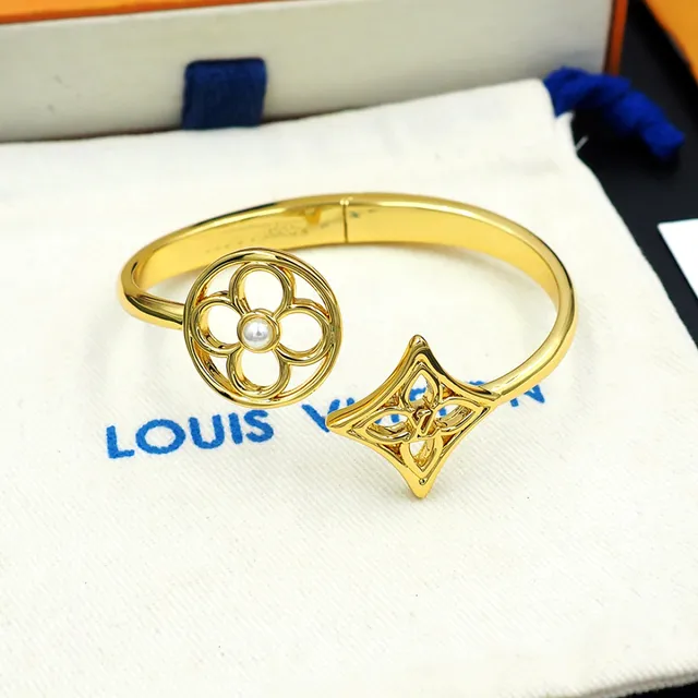 Louis Vuitton ফ্লাওয়ার মনোগ্রাম এবং ড্যামিয়ার কোয়াট্রেফয়েল ওপেন ব্যাঙ্গেল ব্রেসলেট 9