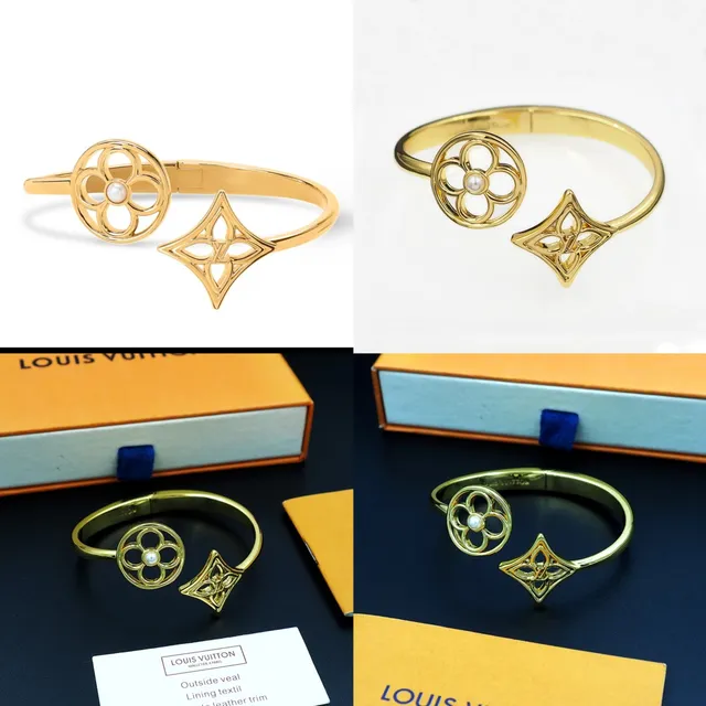 Louis Vuitton ফ্লাওয়ার মনোগ্রাম এবং ড্যামিয়ার কোয়াট্রেফয়েল ওপেন ব্যাঙ্গেল ব্রেসলেট 11