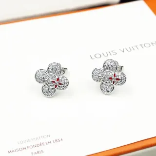 Brincos Louis Vuitton Monogram Flower Pavé Crystal e Esmalte Vermelho