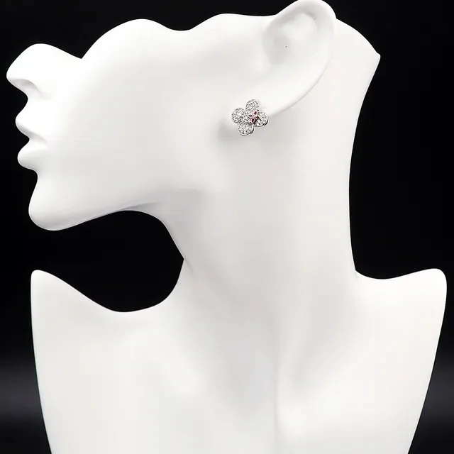 Louis Vuitton Monogram Flower Pavé Crystal and Red Enamel Earrings 3