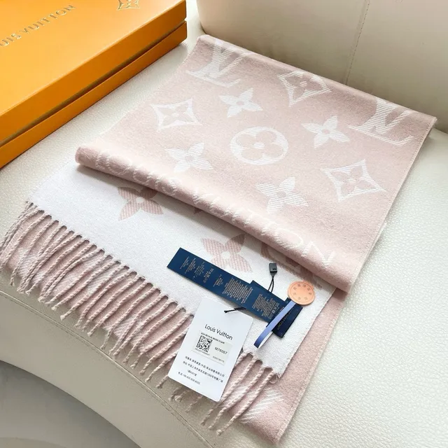 Louis Vuitton Monogram Flor Bufanda de Cachemira Rosa 8