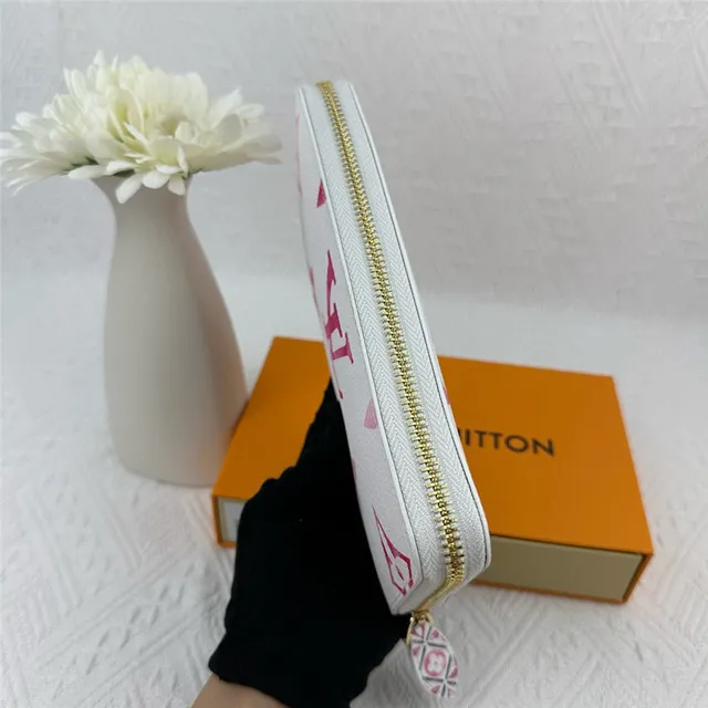 Louis Vuitton monograma flor carteira longa branca azul roxa 4