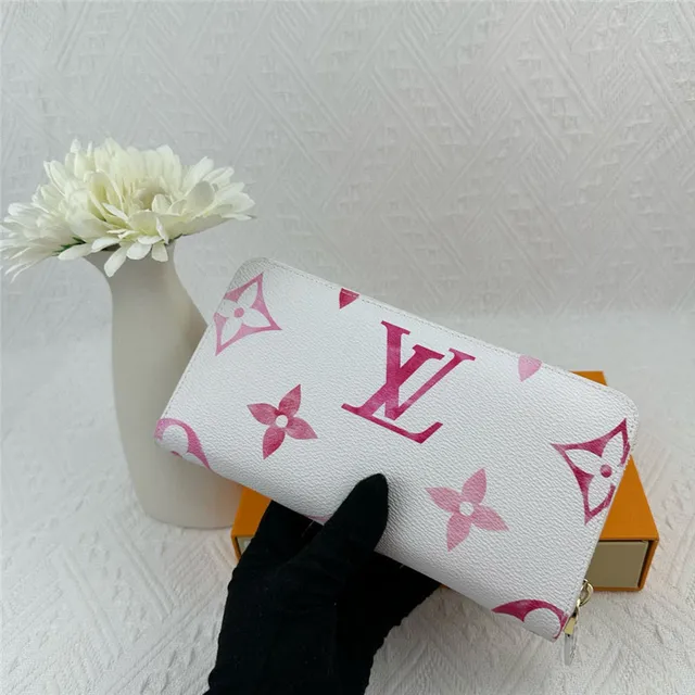 Louis Vuitton monograma flor carteira longa branca azul roxa 6
